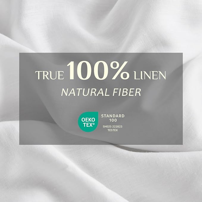 DAPU 100% Linen Duvet Cover Set - Pure Natural French Flax Linen with Multiple Corner Ties and Zipper Closure Soft Breathable Durable for Hot Sleepers 1 Duvet Cover 2 Pillowcases (White, King)