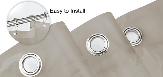 Home Expressions Brooklyn Bath & Co. Premium PEVA Shower Curtain Liner – Beige, 70 x 72 Inch, Waterproof Heavy Duty Shower Liner with Grommets & 3 Magnets (Sand)