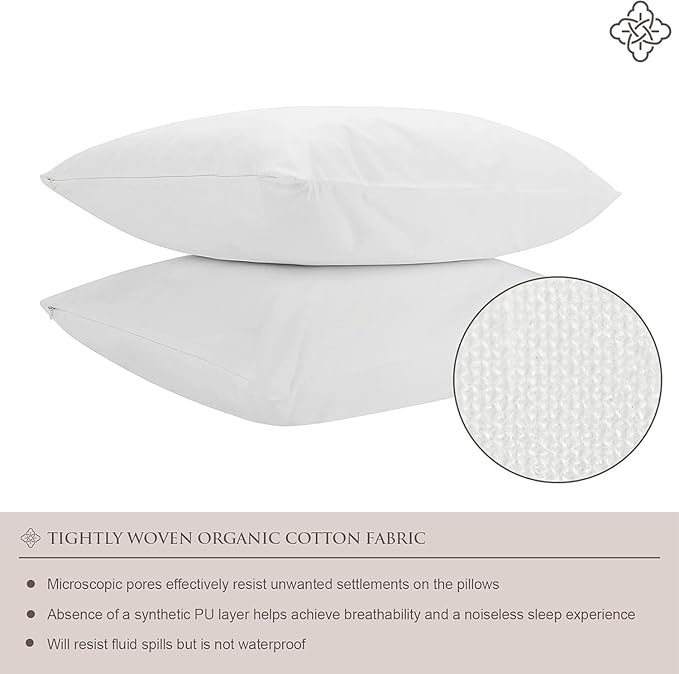 Bioweaves 100% Organic Cotton Breathable Pillow Protectors GOTS Certified with Zipped Closure – Toddler - 13” x 18”, 2-Pack