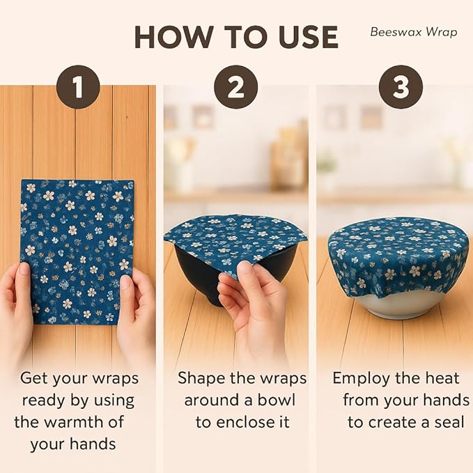 Reusable Beeswax Food Wraps 9-Pack | Organic Eco-Friendly Sustainable Plastic-Free for Sandwiches, Bread, Produce & Leftovers | Zero Waste Food Storage Variety Pack (1XL, 3M, 5S)