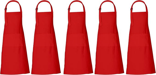 RAJRANG 100% Cotton Cooking Apron with 3 Pockets Kitchen Chef BBQ Adjustable Bib Aprons for Women Men