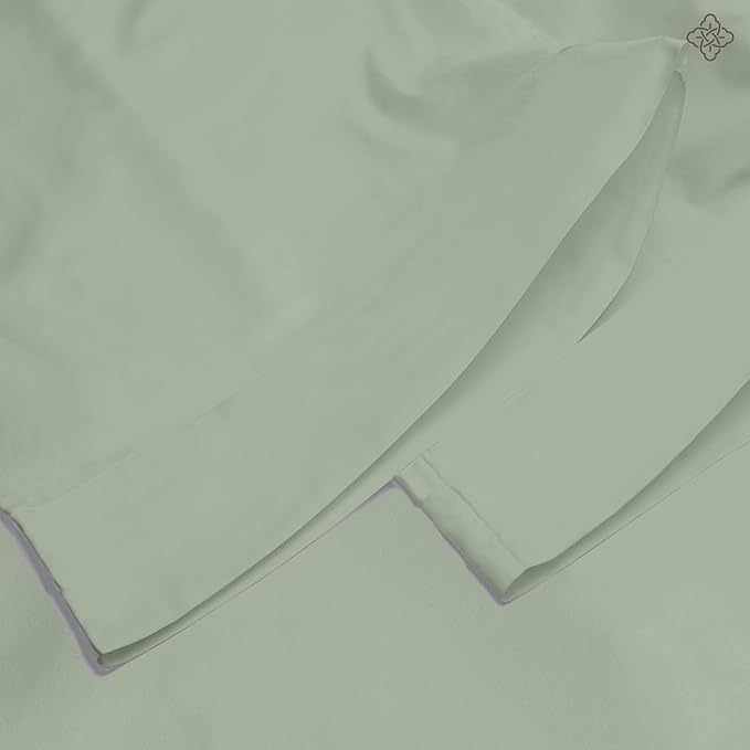Bioweaves 100% Organic Cotton Pillow Cases 300 Thread Count Soft Sateen Weave GOTS Certified – Standard/Queen Size, Set of 2, Basil