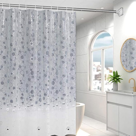 Plastic Shower Liner - Premium EVA Thickened Shower Curtain Liner with Rustproof Grommets and 3 Weighted Magnets, Waterproof Shower Curtain for Bathroom… (5G-Circular Pattern, 72”*72”)
