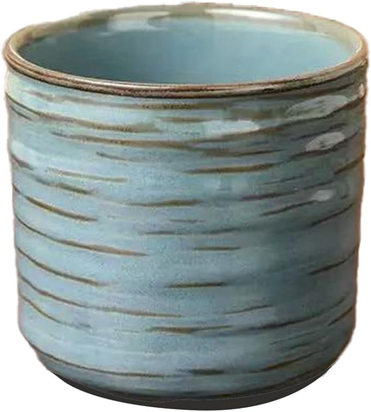 Vintage Ceramic Mug, Japanese Tea Cup 6oz Cup No Handle Drinking Cup for Espresso, Cortado, Matcha, Green Tea, Microwave and Dishwasher Safe, Kiln Transformation Cup (Vintage Blue)