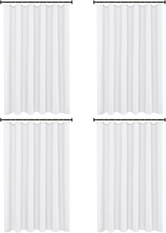 Biscaynebay Fabric Shower Curtain Liner 72x72 Inch-4 Packs White Water Resistant Bathroom Curtains-Hotel Soild Polyester Shower Liners Washable with Magnets