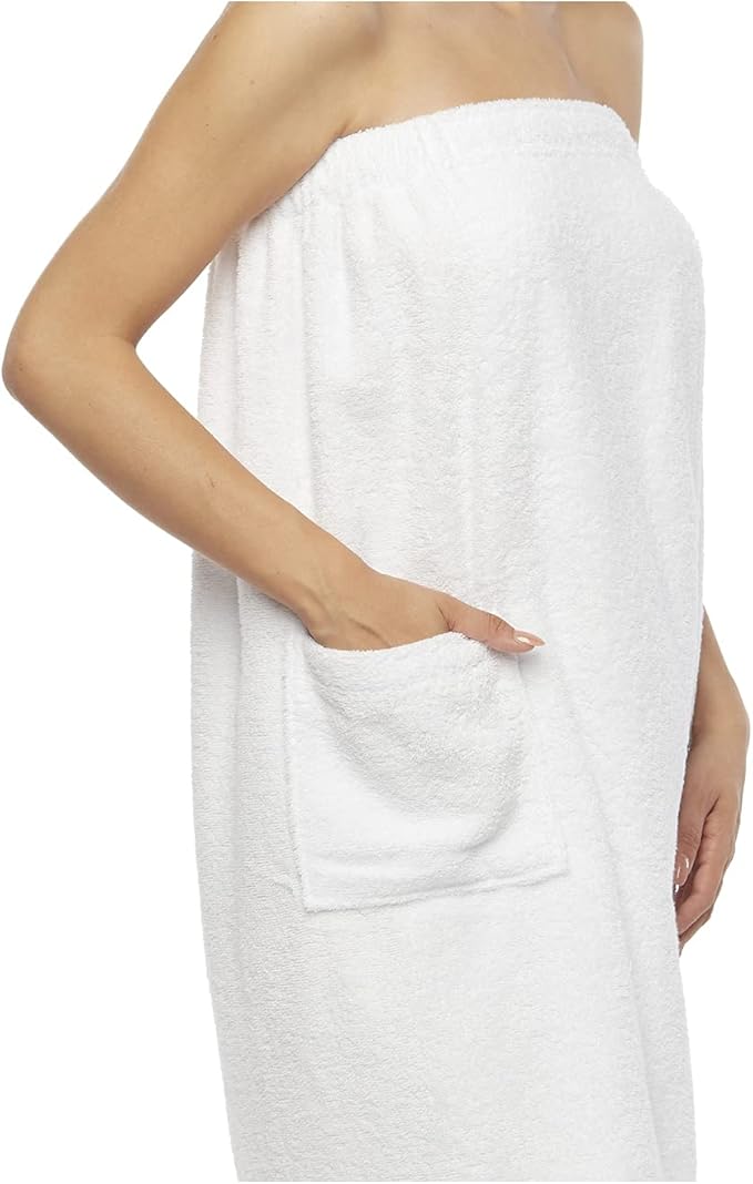 Arus Women's Bathrobe GOTS Certified Organic 100% Turkish Terry Cotton Robe Adjustable Closure Bath Wrap