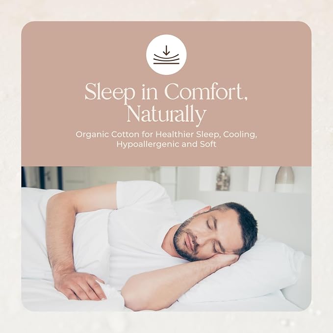100% Organic Cotton Pillow Cases Queen Size Set of 2-100% Cotton Pillowcases GOTS Certified 500 Thread Count - Naturally Cooling Comfortable Breathable & Soft Pillow Cases (White, Queen)