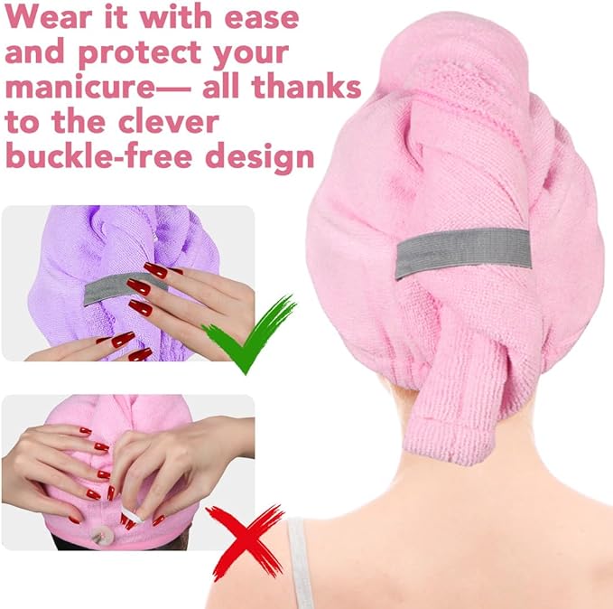 AIDEA Microfiber Hair Towel, Open Wide-End Hair Towels, Super Absorbent Hair Towel Wrap for Women, 5Pack, 31.5×18.9 inch