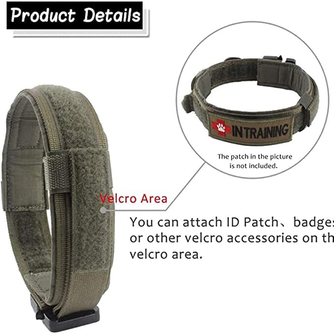 Tactical Dog Collar Adjustable Military Nylon Dog Collar with Control Handle and Heavy Duty Metal Buckle for Medium and Large Dogs (Green,M)
