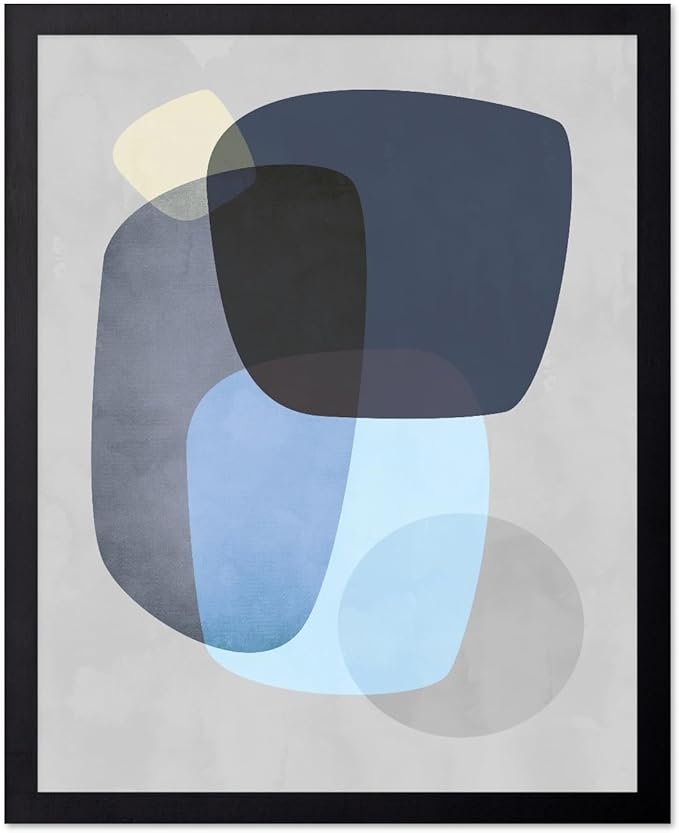 Monem Art Abstract Blue Shapes Print - Scandinavian Minimalist Art Poster - Wall Decor for Living Room, Bedroom or Office - 24x32 Unframed Wall Art by Mareike Bohmer