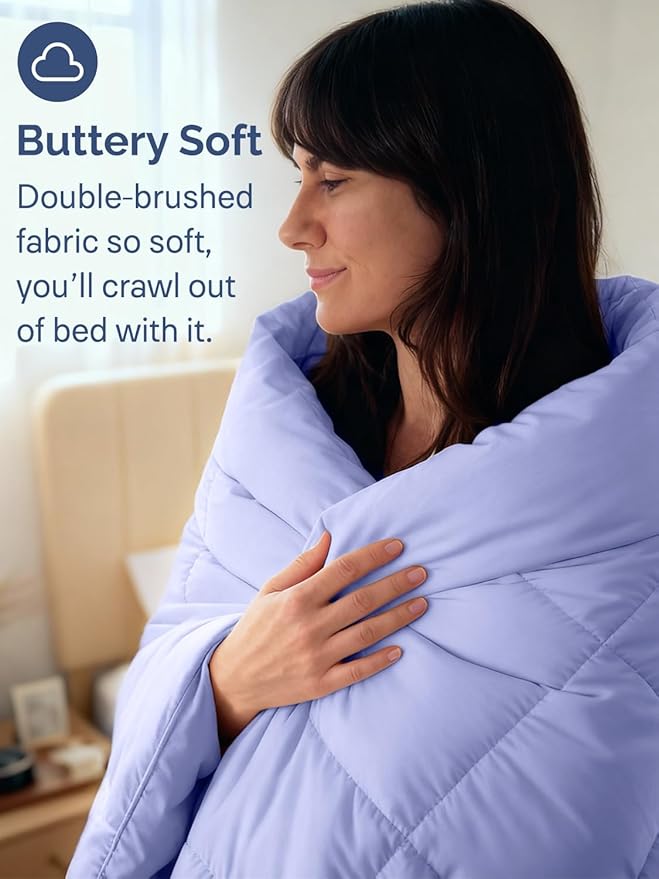 King Size, Lavender Alternative Down Comforter - Warm, Lightweight & Breathable Hotel Quality Bedding Set for Men, Women, Kids & Teens - All Season Oversized Cooling Microfiber Duvet Insert Comforter