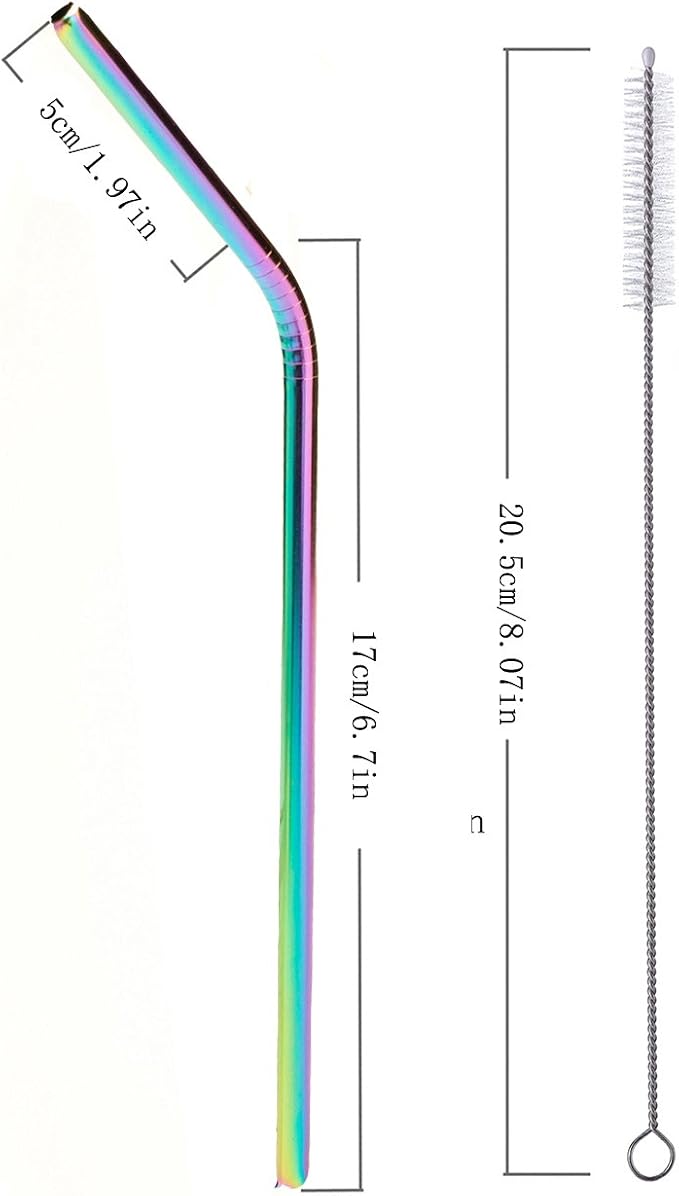 Stainless steel straws iridescence colors, Fits 20 oz Tumbler, Extra Long Reusable Ecofriendly