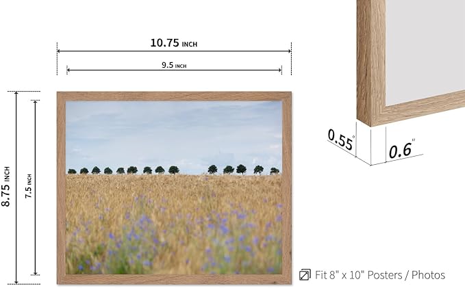 Monem Art Golden Meadow Horizon Landscape Print - Minimalist Nature Photography Poster - Wall Decor for Living Room, Bedroom or Office - 8x10 Beige Framed Wall Art by Mareike Bohmer