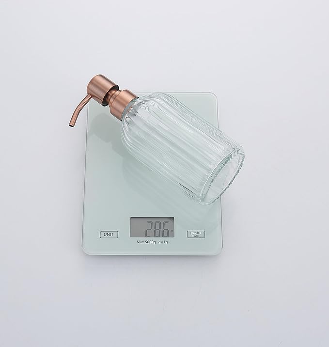 Copper Glass Bathroom Soap Dispenser with Metal Pump,Vintage Dish Soap Dispenser for Kitchen, Used for Lotionor Home,Bathroom,Countertop, Hotel,2 Packs
