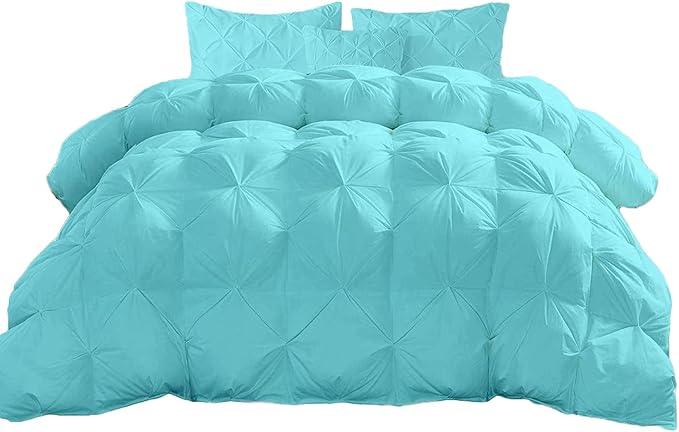 Hypoallergenic 1000-TC Pinch Pleated Down Alternative Comforter King Size 102 x 90 Inches 1pc Comforter & 2 pcs Pillow Covers, 700 GSM & All Side Corner Tabs 100% Egyptian Cotton