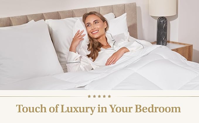 Lavish Comforts® Down Alternative Oversized Queen Comforter - Extra Fluffy Duvet Insert, Hotel Queen, Puffy Thick All Season Premium Cooling Comforter - White 102x86