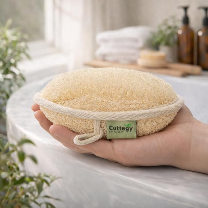 Egyptian Loofah Exfoliating Scrubber - Natural Loofah Exfoliating Body Scrubber - Eco-Friendly Bath & Shower Sponge for Face & Body, 100% Natural, Men & Women - Double face (1, Large)