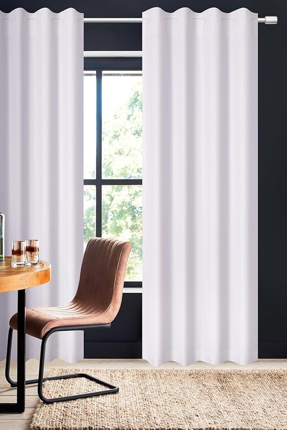 Bedding Craft White Cotton Tab Top Curtains 50x84 Set of 2, 84-Inch White Drapes for Living Room, Washable Curtains, Bedroom Living Room Curtain