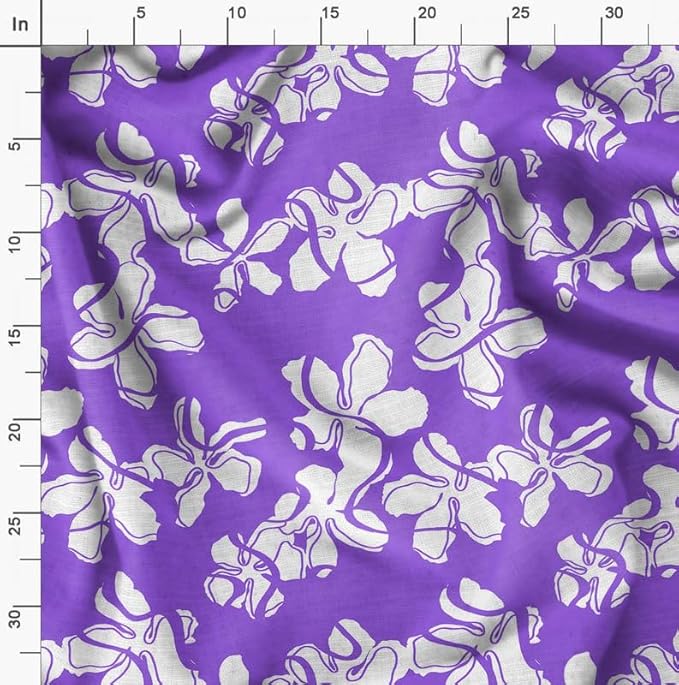 Soimoi Heavyweight Cotton Poplin Fabric Material, Purple - Floral Printed - 42" Inch Width, Natural Cotton Material For Quilt Making, Dresses, Skirts, Pajamas, Pillowcases, Tablecloths, Kurtis, 1 Yard