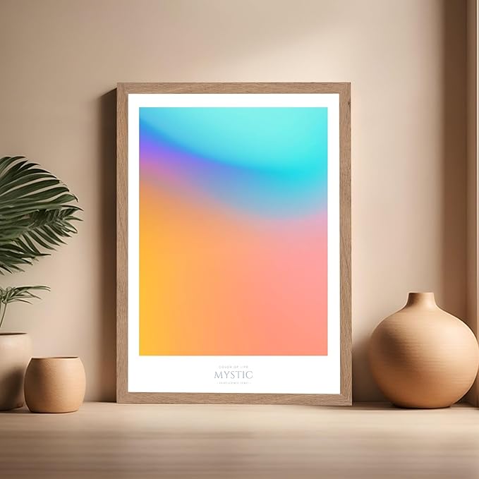 Monem Art Mystic Iridescent Gradient Print - Minimalist Abstract Color Field Poster - Wall Decor for Living Room, Bedroom or Office - 16x20 Beige Framed Wall Art by Rs Lab Studio