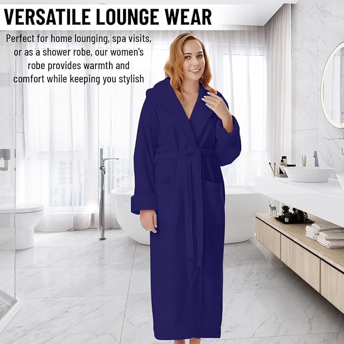 KAHAF COLLECTION Cotton Terry Robes for Women and Men, Terry Shawl Collar Bathrobe, ONE SIZE - UNISEX Men & Women Spa Robe