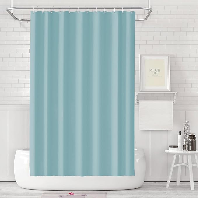 timecity Teal PEVA Shower Curtain Liner with 3 Weighted Magnets Waterproof Quick Drying Thickened Bath Liner with 12 White Hooks 71x71 Inch for Bathtub Shower