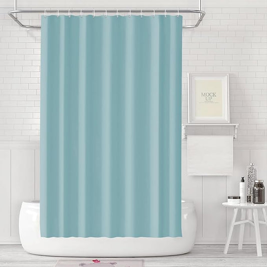 timecity Teal PEVA Shower Curtain Liner with 3 Weighted Magnets Waterproof Quick Drying Thickened Bath Liner with 12 White Hooks 71x71 Inch for Bathtub Shower