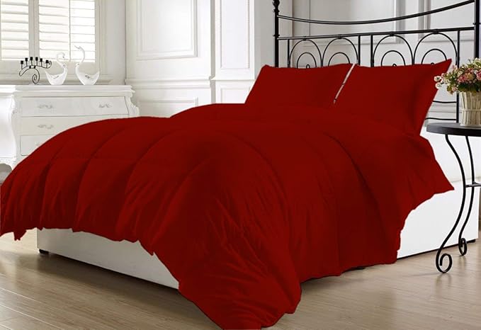 Luxurious and Hypoallergenic 600 Thread Count 1 Piece Down Alternative Comforter 100% Egyptian Cotton Solid (Twin/Twin XL, Burgundy)
