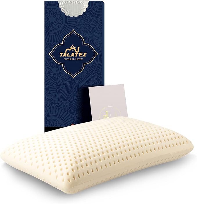 Talatex Talalay 100% Natural Premium Latex Pillow, Helps Relieve Pressure, No Memory Foam Chemicals, Perfect Package Best Gift with Removable Tencel Cover (King(33"×15.7"×5.9"), Soft)