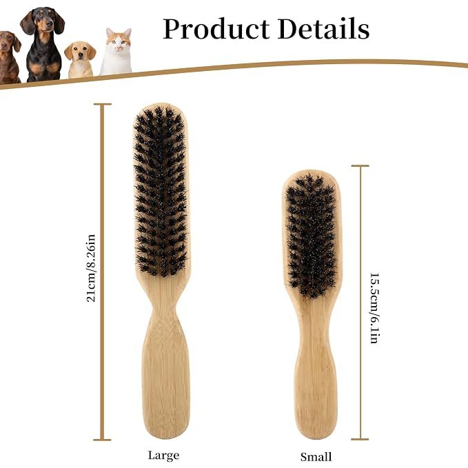 Soft Boar Bristle Dog Brush for Short Haired Dogs - Made of Bamboo, Gentle Deshedding & Grooming Tool, Ideal Dog Hair Brush for Pets, Dog Brushes for Grooming and Shedding （Large）