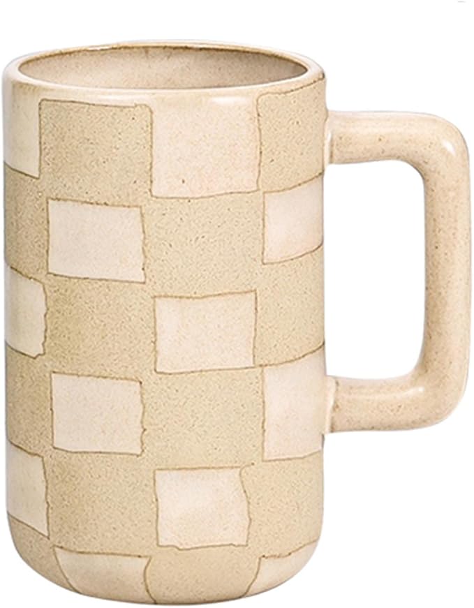 Mugs,coffee mug,17 Oz Large Ceramic Coffee Mug,Big Handmade Relief Pottery Tea Cup for Office and Home,Big Handle Easy to Hold,Microwave and Dishwasher Safe,Stylish Texture Glaze Beige-500ml ( Color :
