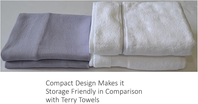 Waffle Bath Towel Pack of 2, 30.5x58 INCHES, 100% Organic Cotton, GOTS Certified (LANGUID Lavender) Super ABSORBANT & Quick Dry, NO SOFTENERS, Environment Friendly