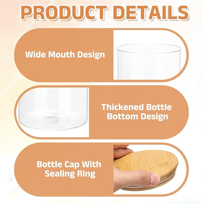 uxcell Glass Food Storage Jars 33.8oz Glass Canisters with Bamboo Airtight Wooden Lid Food Storage Container for Coffee Tea Sugar Candy Cookie Rice Flour Pasta Nuts Clear