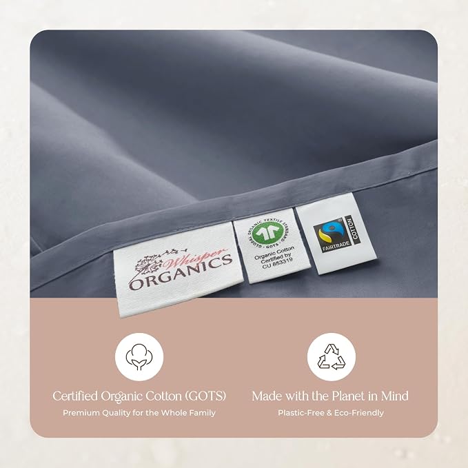 100% Organic Cotton Duvet Cover King Size - Naturally Soft Lightweight & Cooling Duvet Cover Set with Decorative Shams - Premium GOTS Certified 300 Thread Count Sateen Weave (Mineral, King)