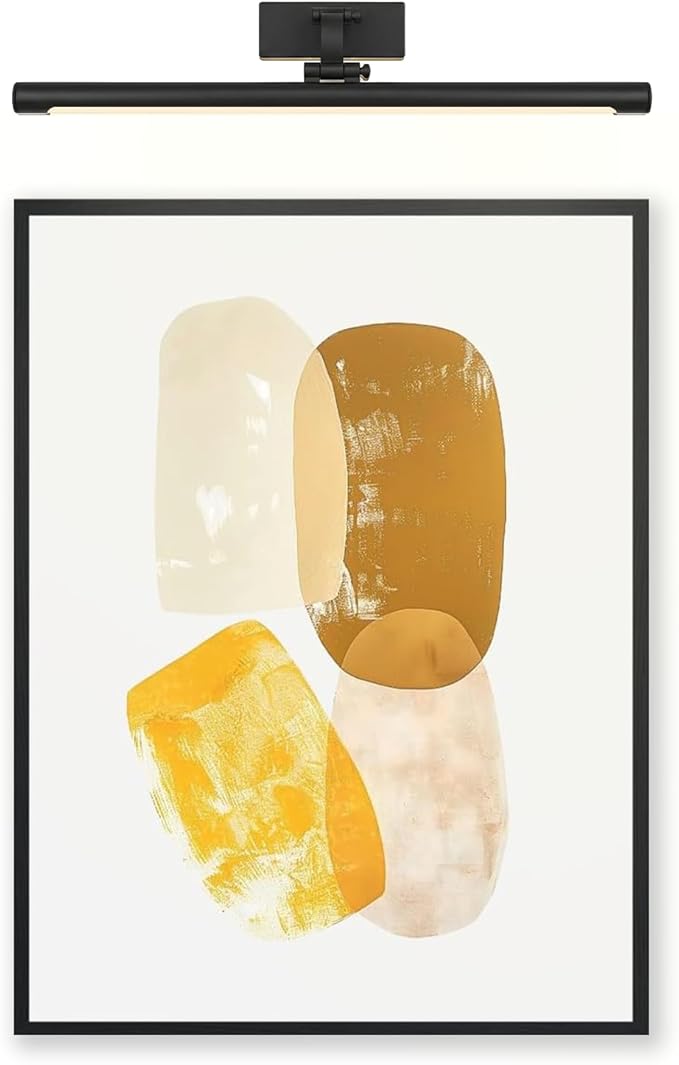 Moonow7 Radiant Glow Wall Art Poster, Minimalist Yellow and White Abstract Prints for Modern Bedroom, Office or Living Room Decoration, Unframed Size 60x90 cm / 24x36″