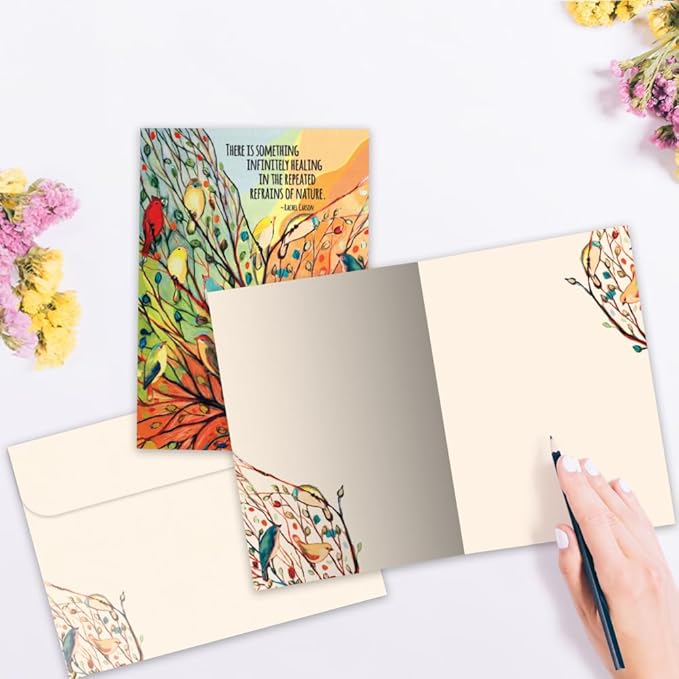 Tree-Free Greetings 8 Cards Assortment with Matching Envelopes, Eco Friendly, Made in USA, 100% Recycled Paper, 5" x 7", Encouraging Nature (GA61568)