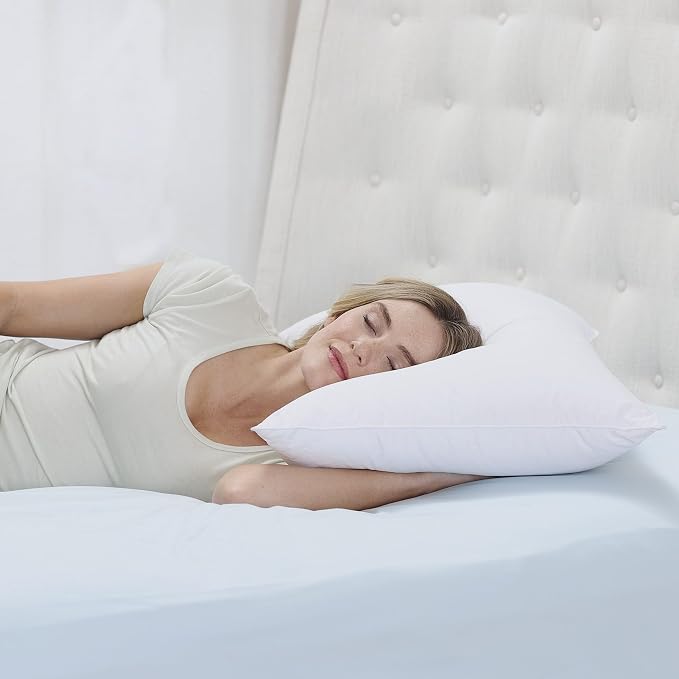 Cuddledown Organic Cotton Down Alternative Pillow | 100% Organic Cotton Shell | European Down Alternative Fill | Hypoallergenic | Handcrafted | Oeko-TEX Certified | 20" x 30" | Queen | Medium