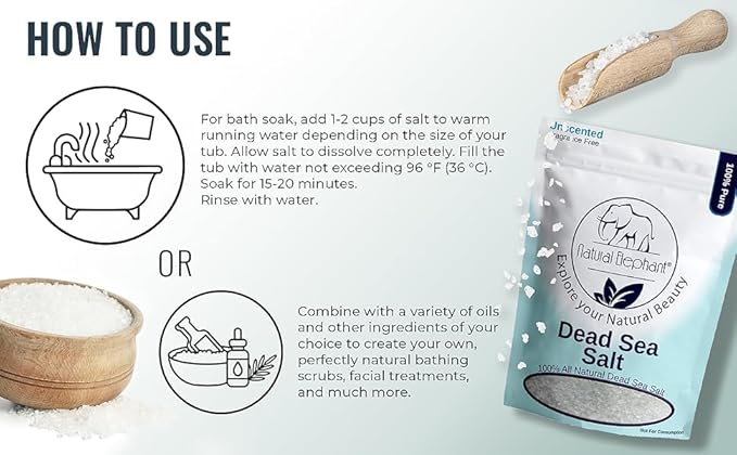 Natural Elephant Dead Sea Lavender Bath Salt Bathing and Foot Soak for Relaxing and Nourishing- 100% Pure with Organic Lavender Essential Oil - Medium Coarse Grain (1 lb (16 oz) Bag)