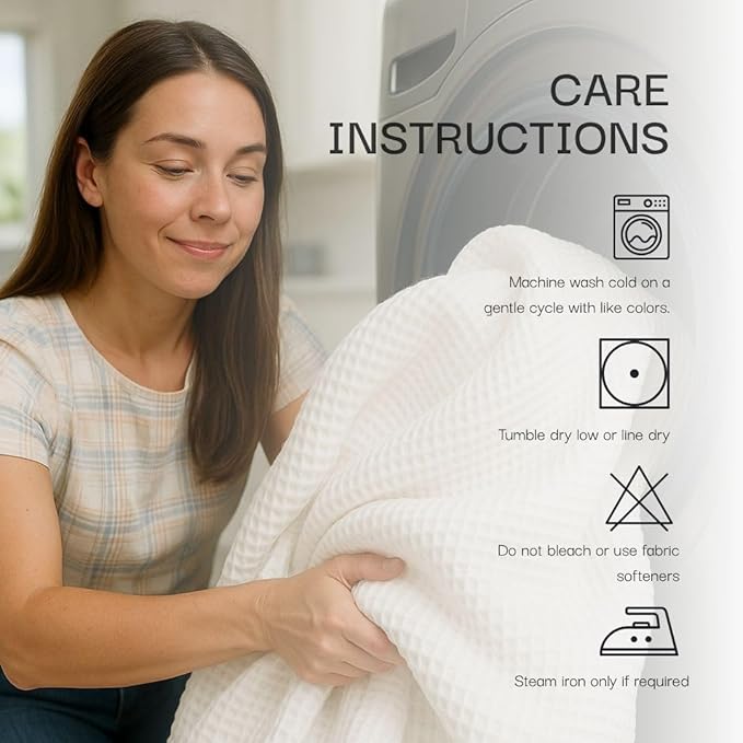 Salt Earth GOTS Certified 100% Organic Cotton Throw Blanket, 108" X 90" Waffle Blankets & Throws for Bed, Throw Blanket for Couch, Modern & Cozy Blanket, All Season, Comfy & Soft Blanket(Snow White)