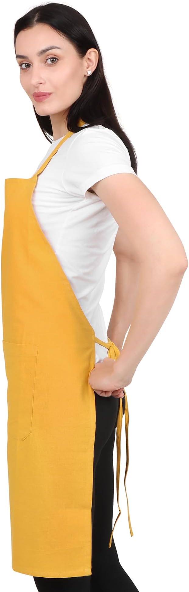 aprons for men women with pockets for cooking kitchen Cotton Apron Unisex Waterdrop Resistant with adjustable aprons 9 Color option 2 pack (GOLD/MUSTARED)