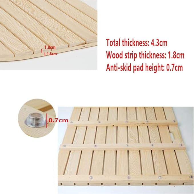 Bamboo Floor Mat Shower Slatted Thick Waterproof Non-Slip No Burrs Support Customization Solid Wood 9 Size (Color : Natural Size : 70x30cm) (Natural 60x40cm)