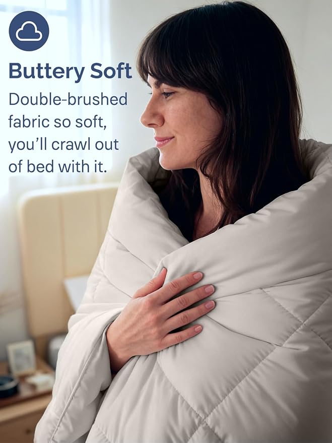 King Size, Light Gray Alternative Down Comforter - Warm, Lightweight & Breathable Hotel Quality Bedding for Men, Women, Kids and Teens - All Season Oversized Cooling Microfiber Duvet Insert Comforter