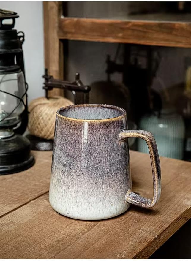 24 OZ, Large Ceramics Coffee Mugs with Handle, Extra Large Tea and Coffee Cup for Office and Home，Microwave and Dishwasher Safe,For Gift and Present(Flowing Sand Purple)