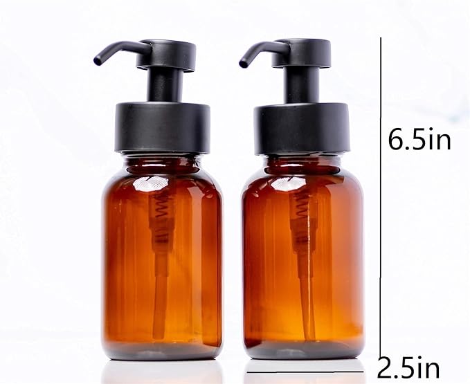 Lotion Dispenser Hand and Dish Soap Dispenser Set for Kitchen Amber Glass Bottles Soap Pump
