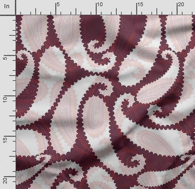 Soimoi Asian Paisley Print - Red, Pure Silk Fabric - 42 Inch Wide, 1 Yard, Lightweight Material, Perfect for Elegant Dresses, Sarees, Scarves, Evening Wear