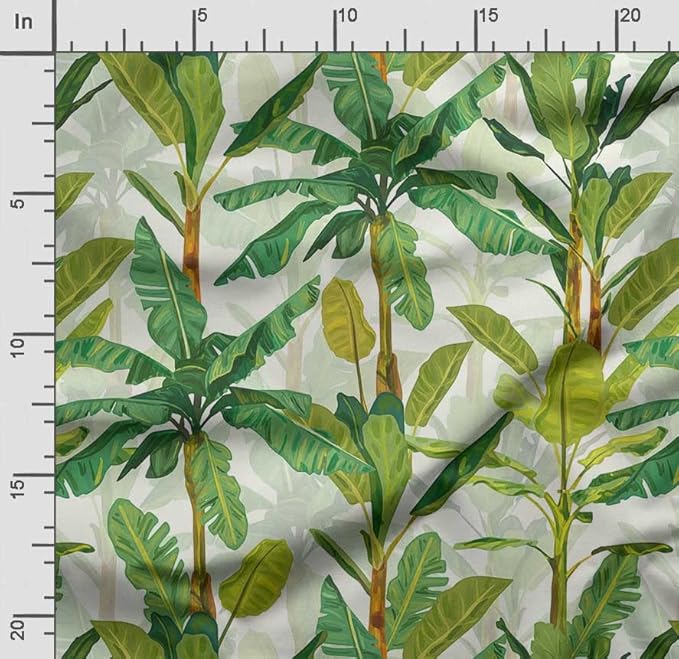 Soimoi Leaves Print - Green, Canvas Fabric Material - 56 Inch Wide, 1 Yard, Unstitched Fabric for Upholstery, Bags, Workwear and Outdoor Gear.