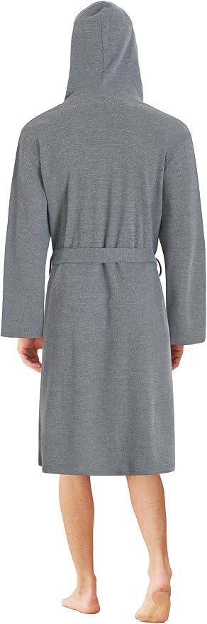 Latuza Men's Waffle Knit Hooded Robe Lightweight Bathrobe