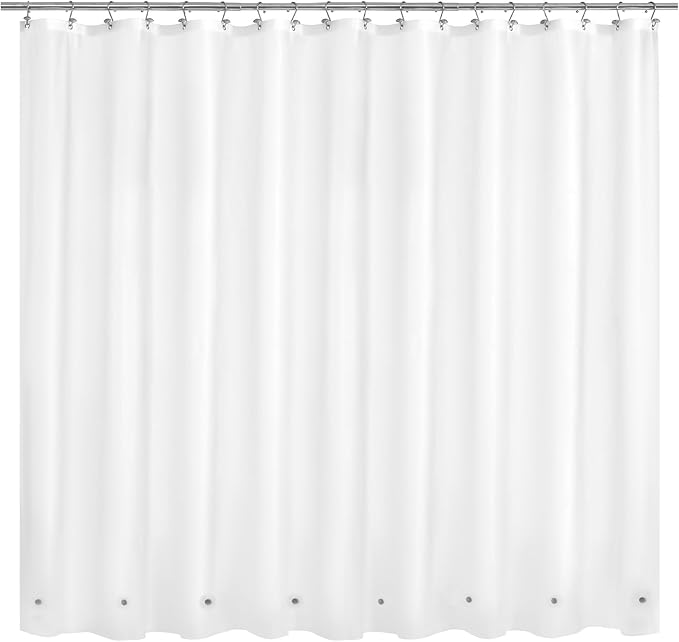 Mrs Awesome Extra Wide Frosted Shower Curtain Liner with 8 Magnets, 108x72 Premium Flexible Sturdy Plastic Shower Curtain for Bathroom, Waterproof, Frost