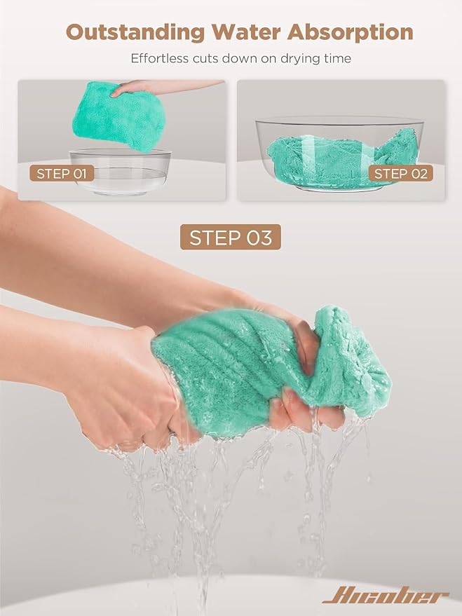 Hicober Microfiber Hair Towel, 3 Packs Hair Turbans for Wet Hair, Drying Hair Wrap Towels for Curly Hair Women Anti Frizz (Pink,Blue,Green)