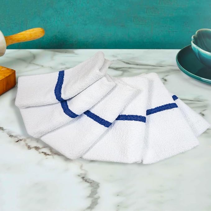 CASA COPENHAGEN Classic Bar Mop Towels - Pack of 24, 15"x19" 100% Cotton, Highly Absorbent & Durable Towels, Multipurpose Kitchen Towels for Home, Bar, Restaurant, Cleaning & More